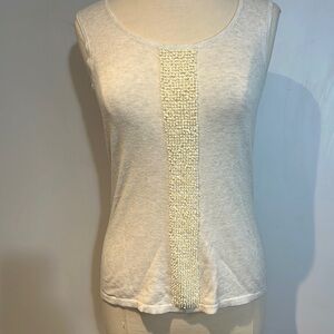 Robert Kitchen Canada  100% cotton beaded tank top size Large
